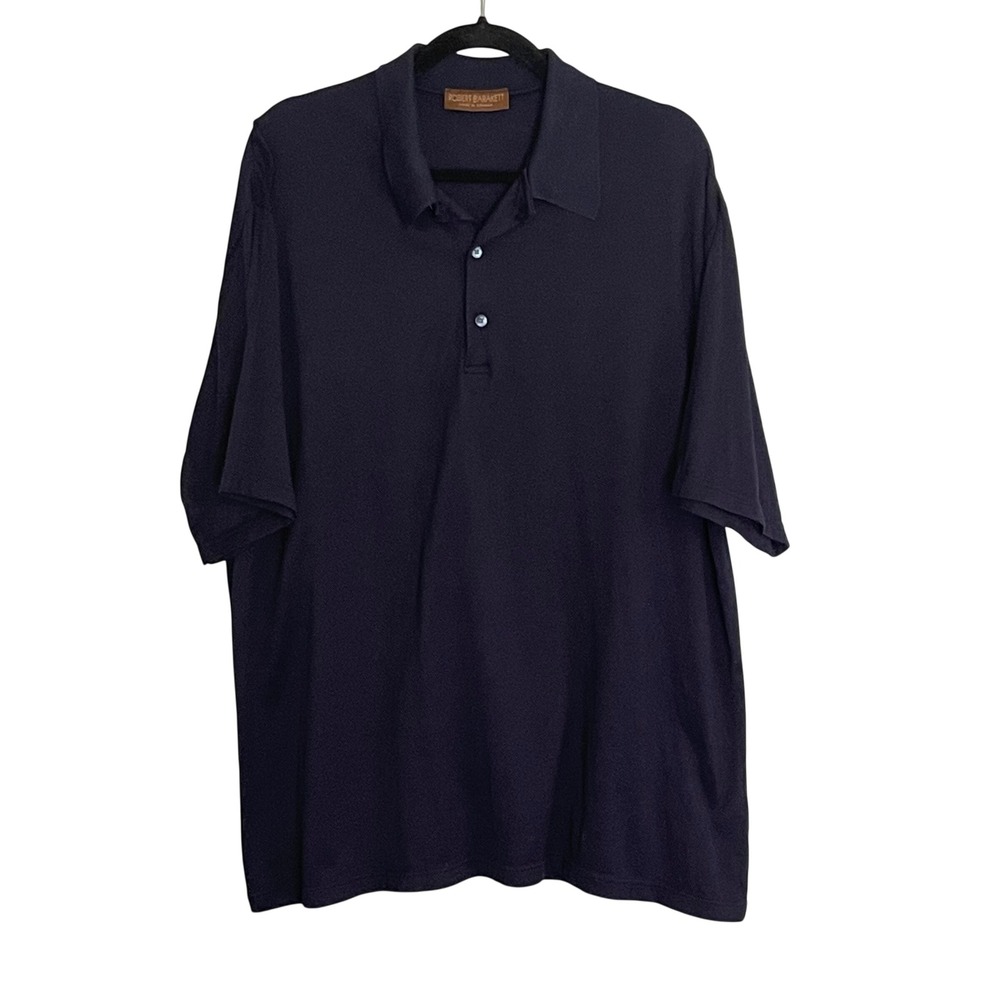 Robert Barakett Mens Navy Blue Cotton Classic Fit Polo Shirt XL Made in‎ Canada